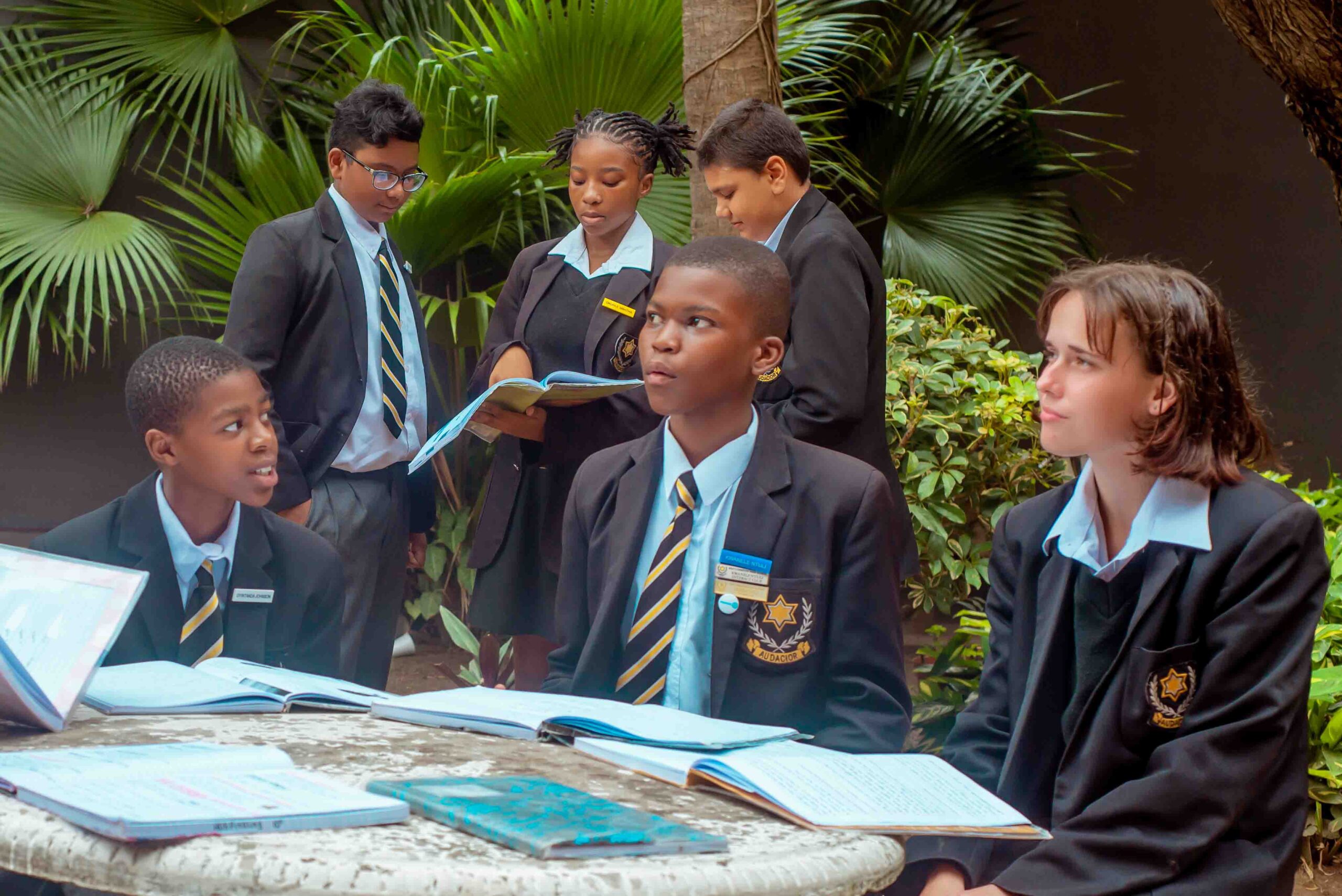 Brettonwood High School Learners studying during break Zama